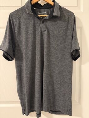 Under Armour HeatGear Loose Fit Polo Shirt XL Charcoal Heather Golf Performance